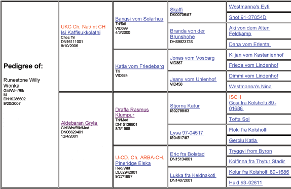 Willy's pedigree